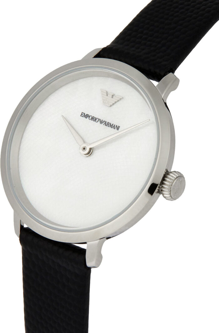 Emporio Armani Modern White Dial Black Leather Strap Watch For Women - AR11159 - Image 7